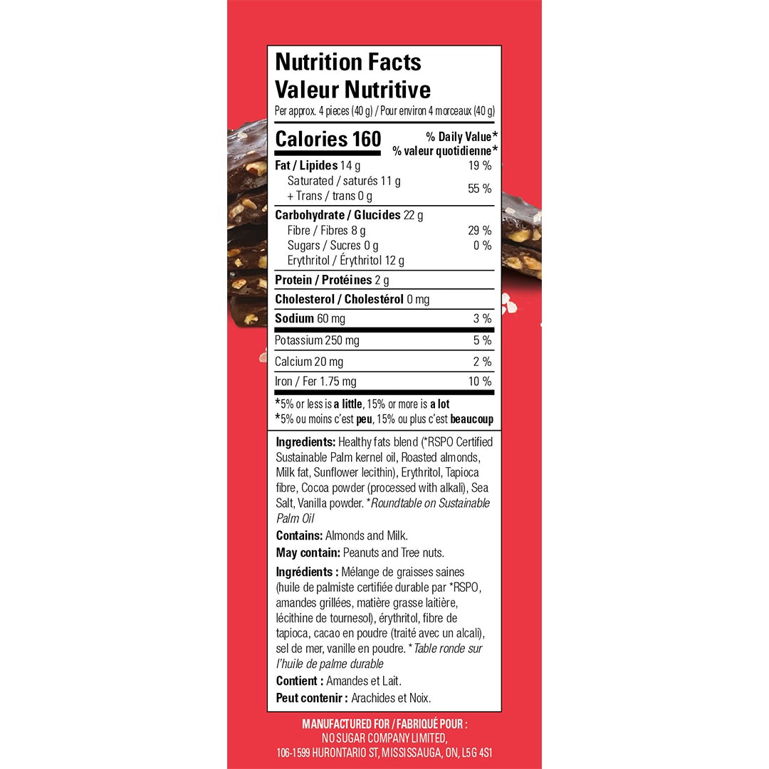 No Sugar Keto Krax - Dark Chocolatey Sea Salt & Almonds (490g) - Lifestyle Markets